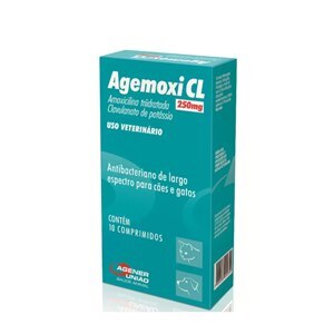Antibiótico Agemoxi Cl 250Mg 10 Comprimidos Para Cães E Gatos 